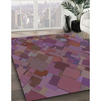 Patterned French Lilac Purple Rug, pat2815lblu