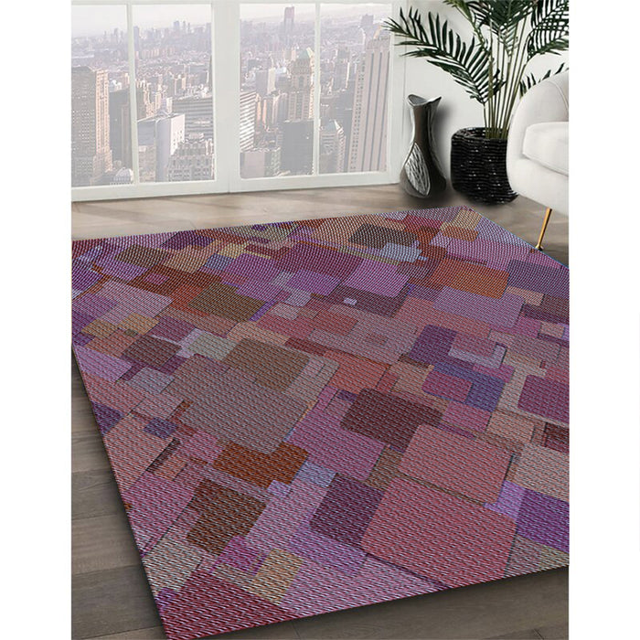 Patterned French Lilac Purple Rug in Family Room, pat2815lblu