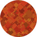 Square Machine Washable Transitional Orange Red Orange Rug in a Living Room, wshpat2815yw