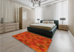 Patterned Orange Red Orange Rug in a Bedroom, pat2815yw