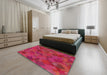 Machine Washable Transitional Pink Rug in a Bedroom, wshpat2815