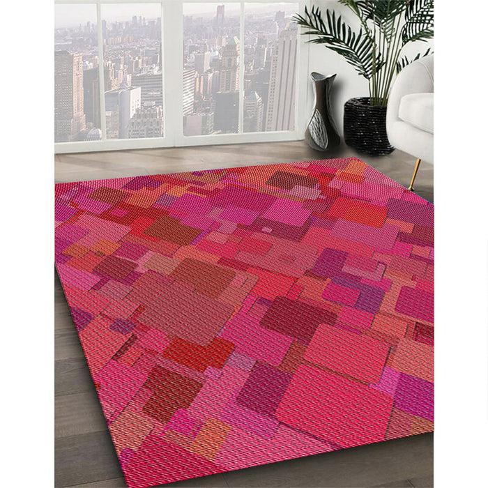 Patterned Pink Novelty Rug in Family Room, pat2815