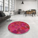 Round Machine Washable Transitional Pink Rug in a Office, wshpat2815