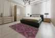 Patterned Mauve Taupe Purple Rug in a Bedroom, pat2816lblu