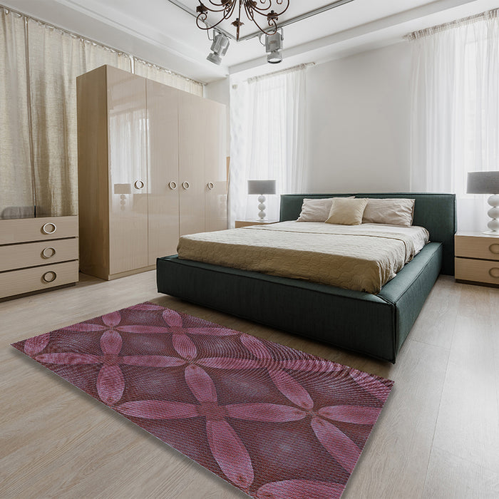 Patterned Mauve Taupe Purple Rug in a Bedroom, pat2816lblu