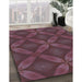 Patterned Mauve Taupe Purple Rug in Family Room, pat2816lblu