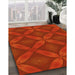 Patterned Scarlet Red Rug in Family Room, pat2816yw