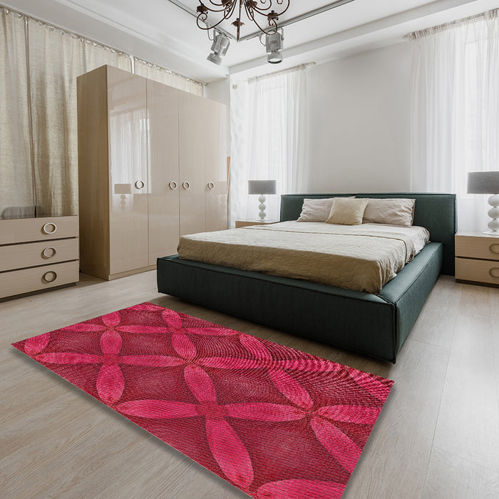 Machine Washable Transitional Pink Rug in a Bedroom, wshpat2816