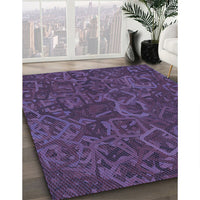 Patterned Plum Purple Rug, pat2817blu