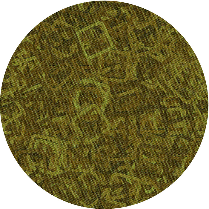 Square Machine Washable Transitional Dark Yellow Green Rug in a Living Room, wshpat2817grn