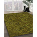 Patterned Dark Yellow Green Rug in Family Room, pat2817grn