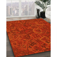 Patterned Scarlet Red Rug, pat2817yw
