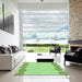 Square Patterned Pastel Green Rug in a Living Room, pat2818grn