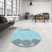 Round Patterned Koi Blue Rug in a Office, pat2818lblu