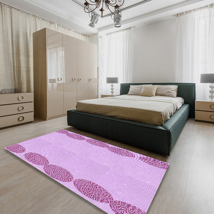 Patterned Blossom Pink Rug in a Bedroom, pat2818pur