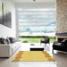 Square Patterned Bold Yellow Rug in a Living Room, pat2818yw