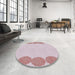 Round Machine Washable Transitional Blush Pink Rug in a Office, wshpat2818