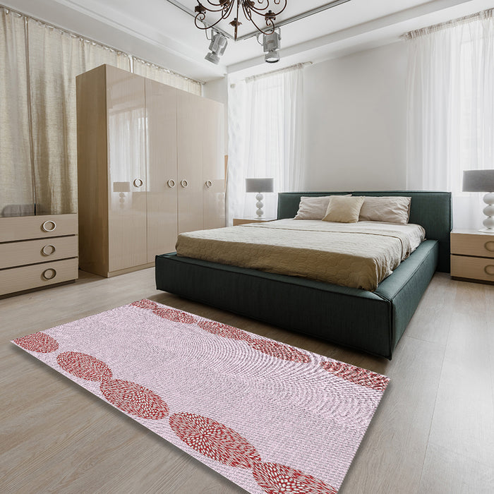 Patterned Blush Pink Novelty Rug in a Bedroom, pat2818