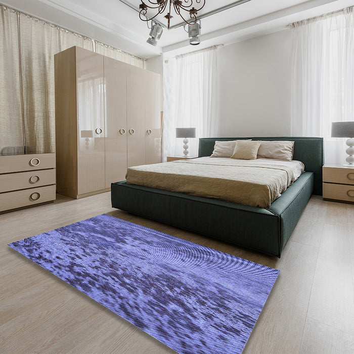 Patterned Sky Blue Rug in a Bedroom, pat2819blu