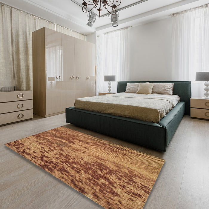 Patterned Orange Rug in a Bedroom, pat2819brn