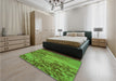 Patterned Green Rug in a Bedroom, pat2819grn