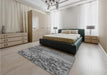 Patterned Gray Rug in a Bedroom, pat2819gry