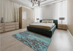 Patterned Gray Rug in a Bedroom, pat2819lblu