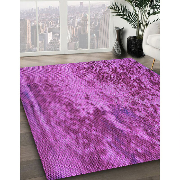 Patterned Bright Neon Pink Purple Rug in Family Room, pat2819pur