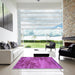 Machine Washable Transitional Bright Neon Pink Purple Rug in a Kitchen, wshpat2819pur