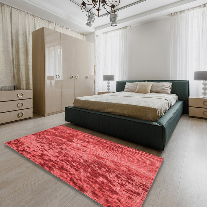 Patterned Red Rug in a Bedroom, pat2819rd