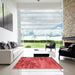 Machine Washable Transitional Red Rug in a Kitchen, wshpat2819rd