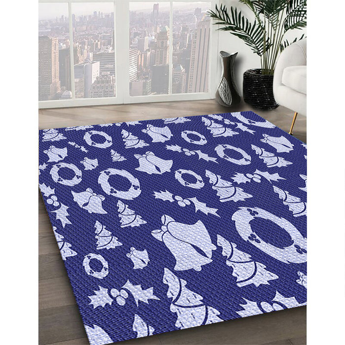 Machine Washable Transitional Cobalt Blue Rug in a Family Room, wshpat282blu