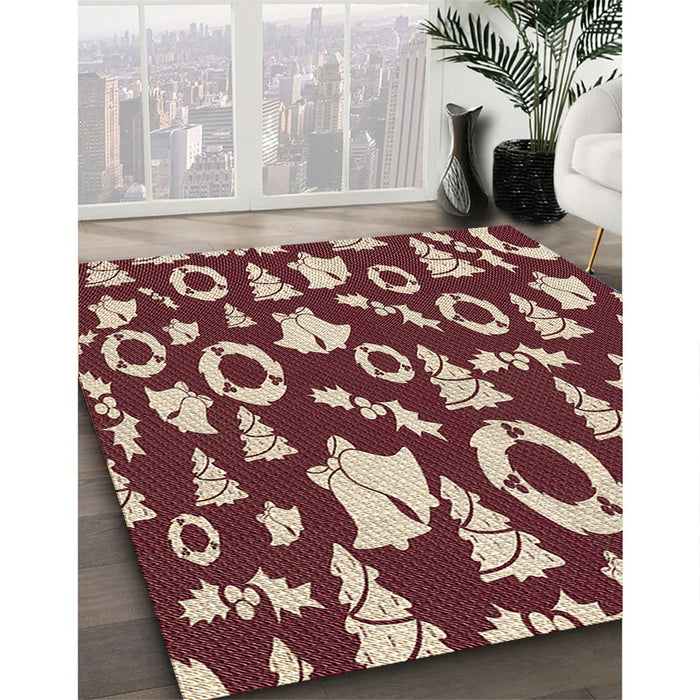 Machine Washable Transitional Burgundy Red Rug in a Family Room, wshpat282brn