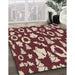 Machine Washable Transitional Burgundy Red Rug in a Family Room, wshpat282brn