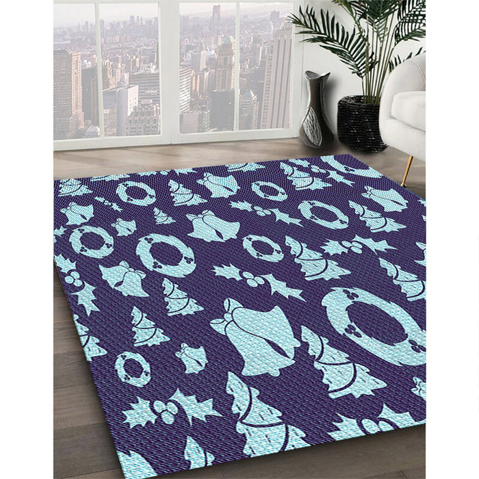 Machine Washable Transitional Denim Blue Rug in a Family Room, wshpat282lblu
