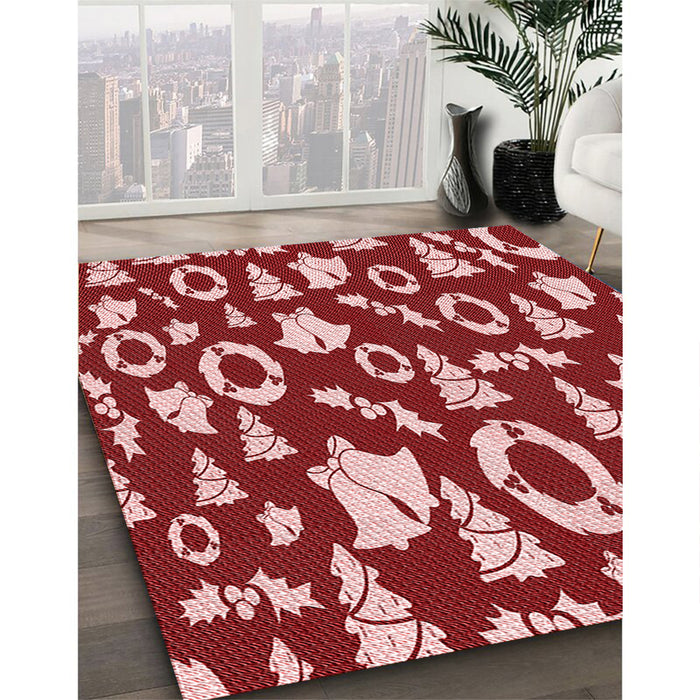 Machine Washable Transitional Light Coral Pink Rug in a Family Room, wshpat282rd