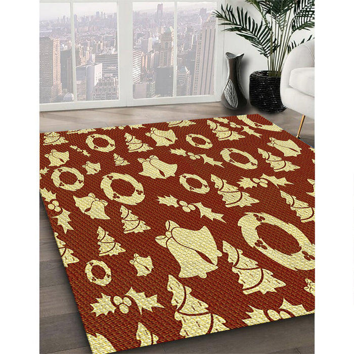 Machine Washable Transitional Orange Rug in a Family Room, wshpat282yw