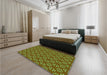 Patterned Dark Bronze Brown Rug in a Bedroom, pat2820grn