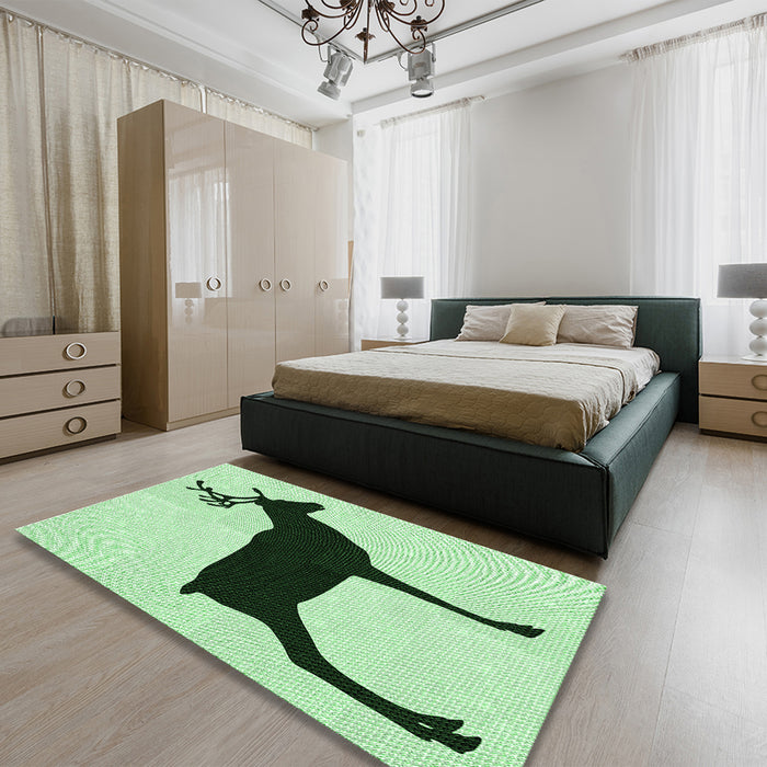 Patterned Mint Green Rug in a Bedroom, pat2822grn