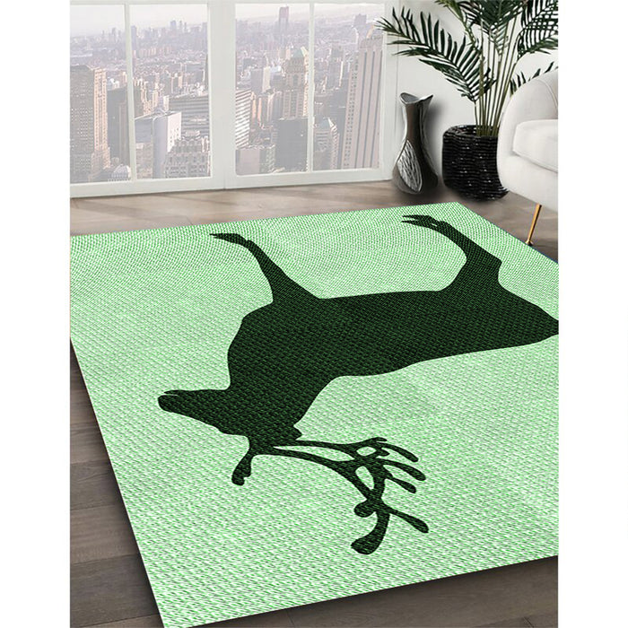 Patterned Mint Green Rug in Family Room, pat2822grn