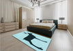 Patterned Deep-Sea Green Rug in a Bedroom, pat2822lblu
