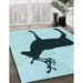 Patterned Deep-Sea Green Rug in Family Room, pat2822lblu