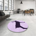 Round Patterned Purple Flower Purple Rug in a Office, pat2822pur