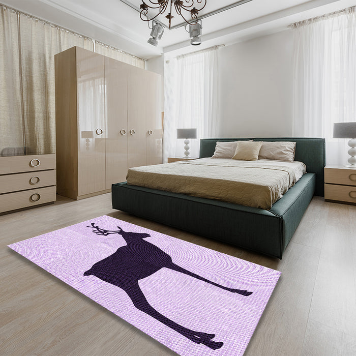Patterned Purple Flower Purple Rug in a Bedroom, pat2822pur