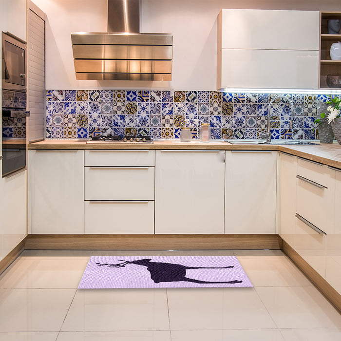 Patterned Purple Flower Purple Rug in a Kitchen, pat2822pur