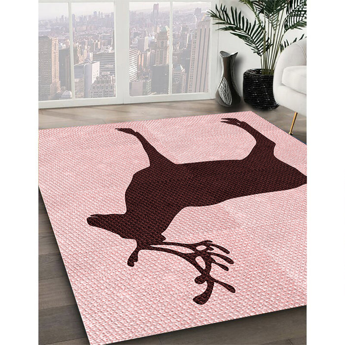 Patterned Light Rose Pink Rug in Family Room, pat2822rd