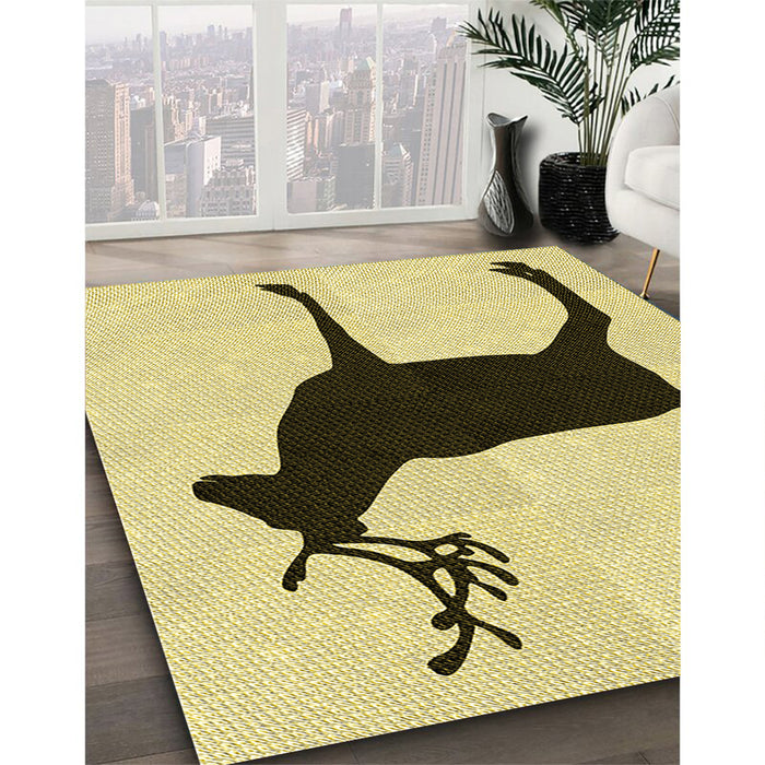 Patterned Sun Yellow Rug in Family Room, pat2822yw