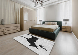 Patterned Off-White Novelty Rug in a Bedroom, pat2822