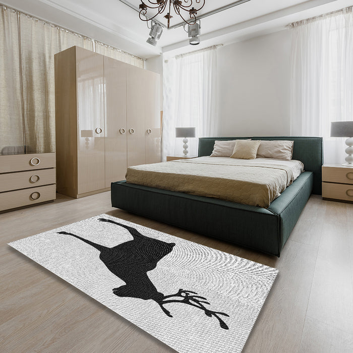 Patterned Off-White Novelty Rug in a Bedroom, pat2822