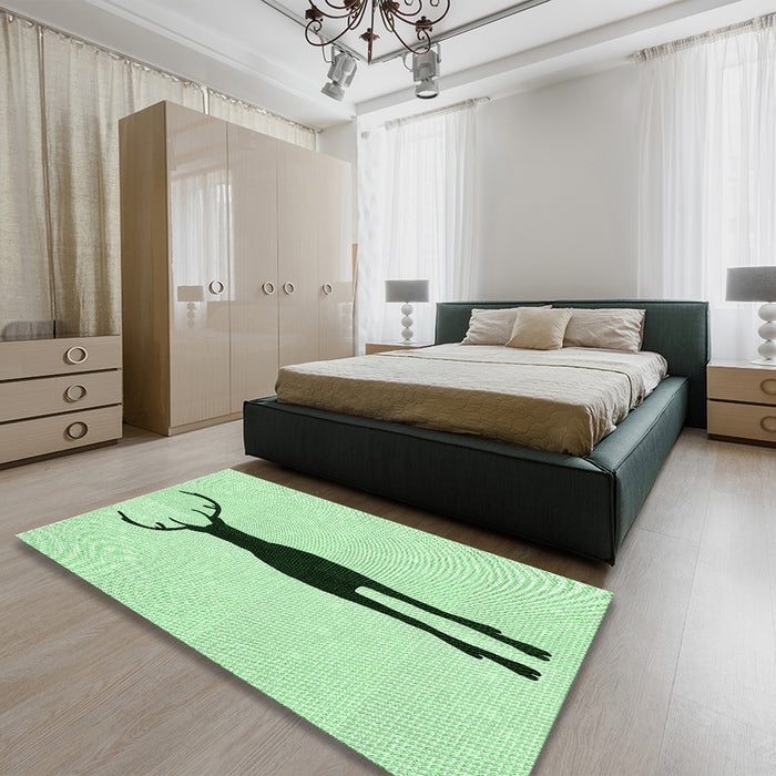 Patterned Mint Green Rug in a Bedroom, pat2823grn